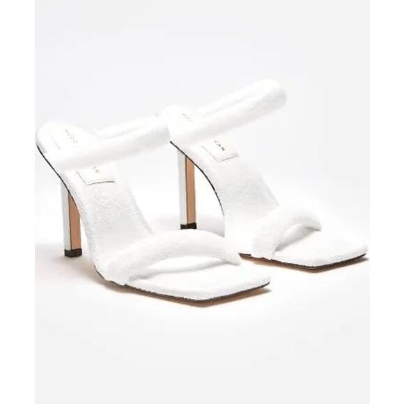 Good American White Terry Strap Stiletto Heel Sandal Size 9.5 - Picture 1 of 15